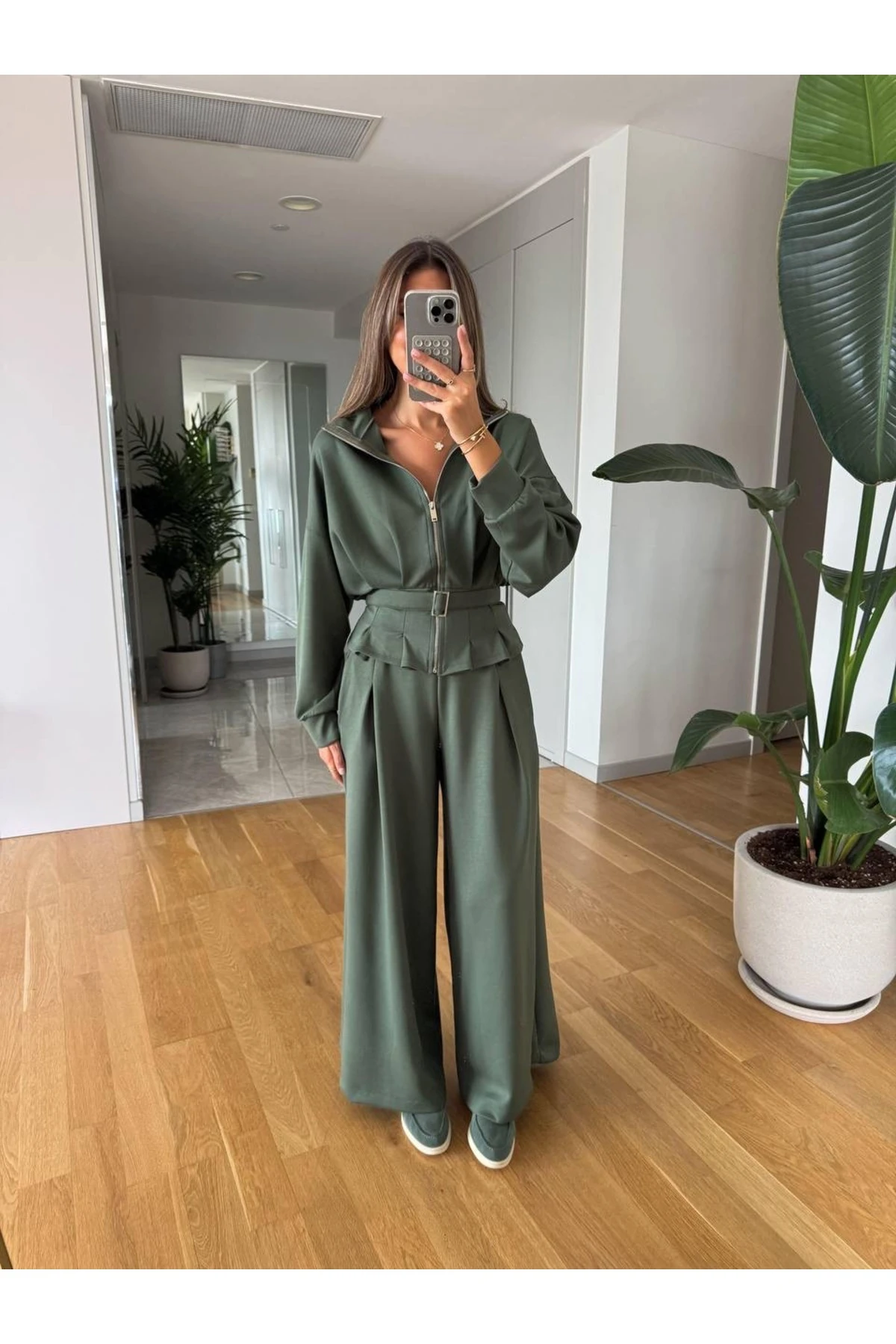 Kadın Bel Kemer Detaylı Modal Takım