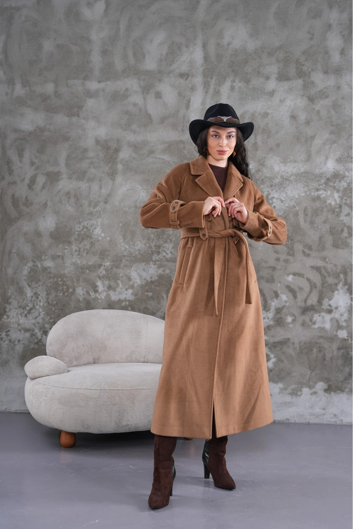 Kadın Yeni Sezon Kaban 100/pamuk Kaşe Kaban