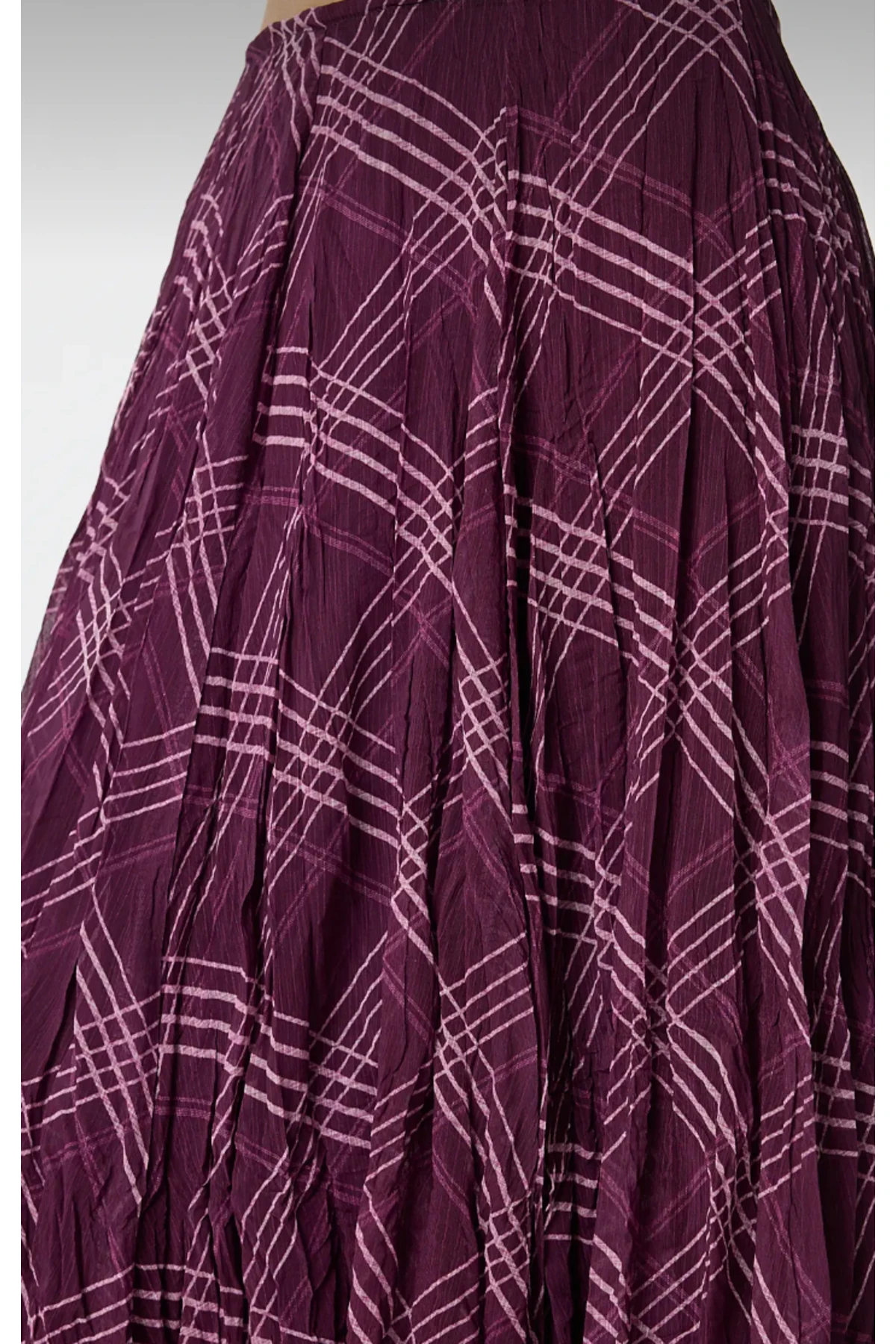 Kadın Şifon Kırışık Desenli Midi Etek