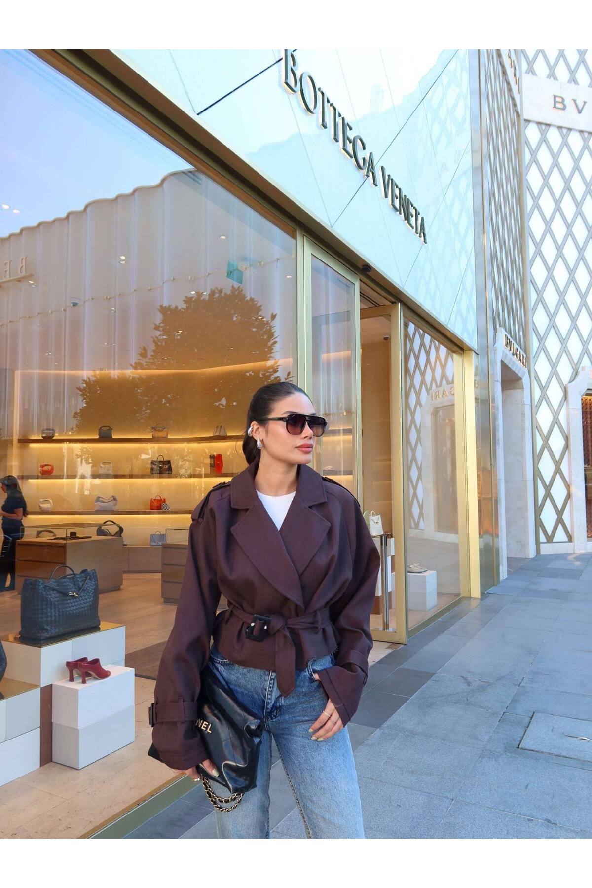 Kadın Bel Kemer Deyaylı Coton Trençkot