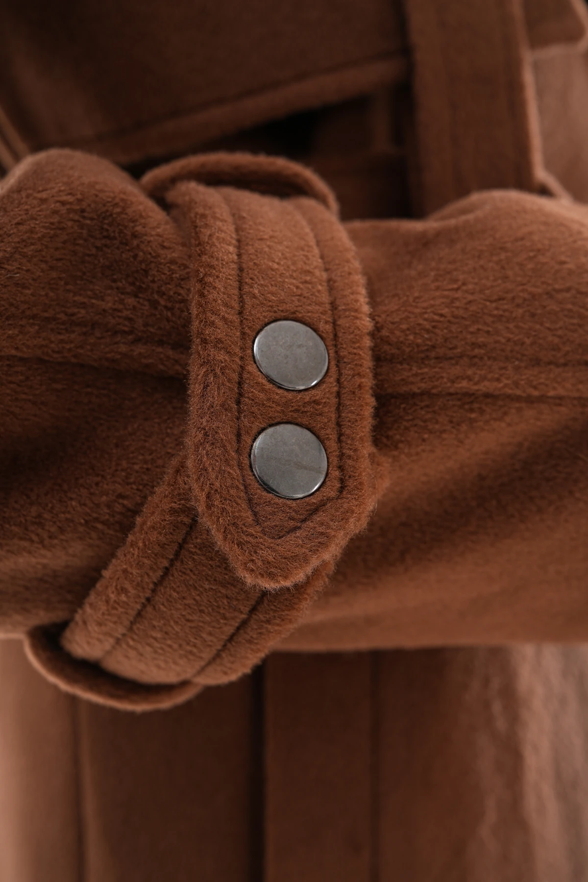 Kadın %100 Pamuk Acı Kahve Kaşe Kaban