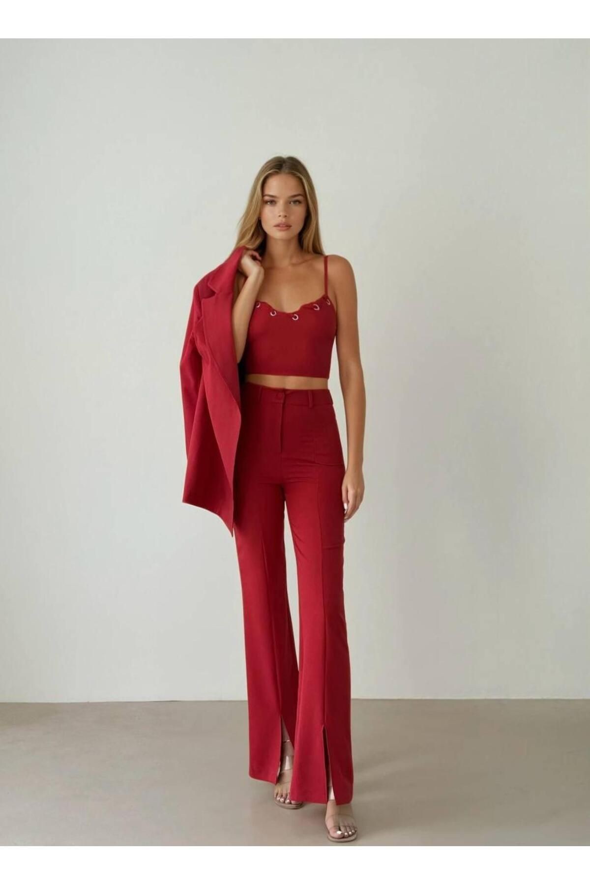 İp Askılı crop bluz 3 lü Takım