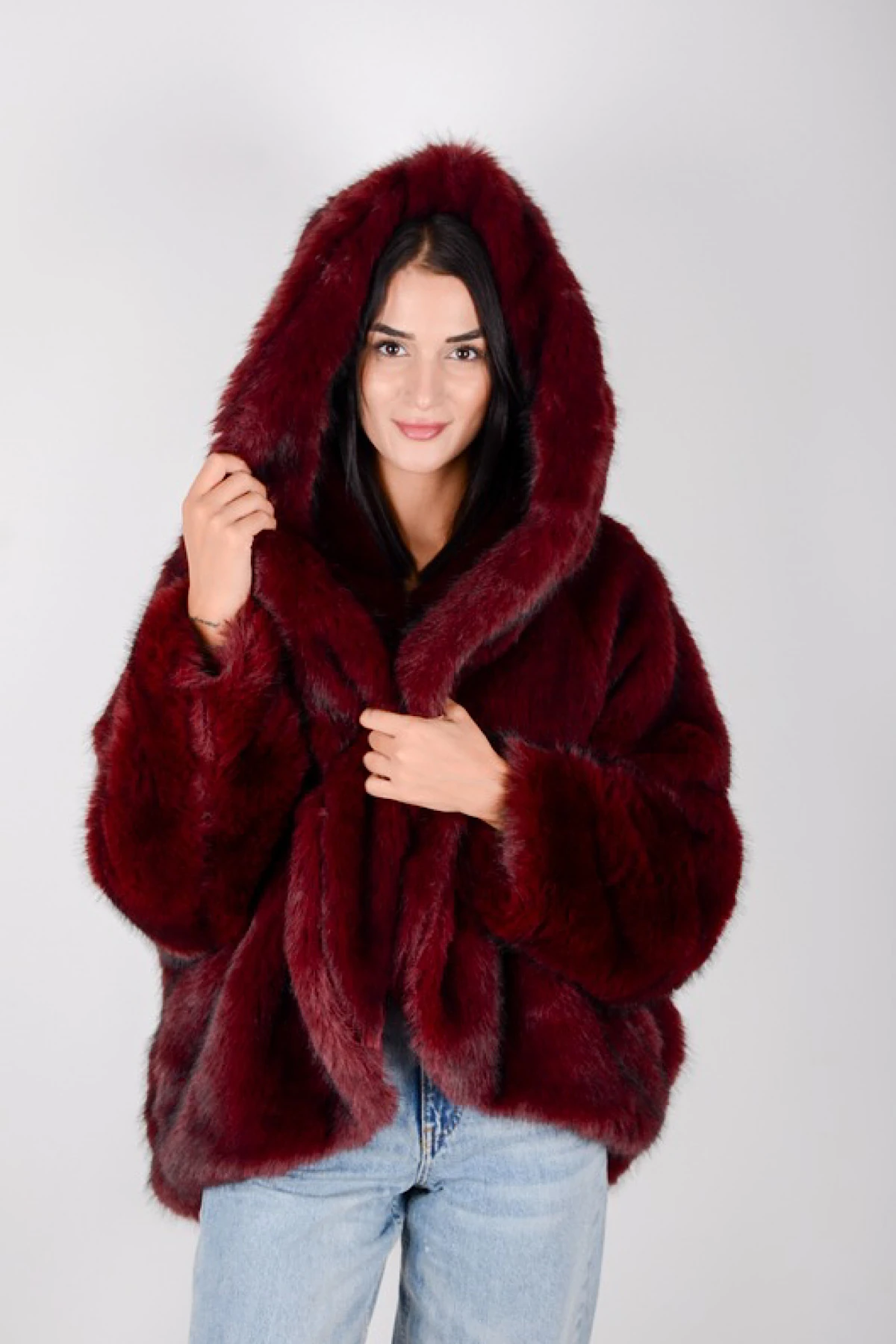 Kadın İthal Kapişonlu Astarlı Cepli Kaban