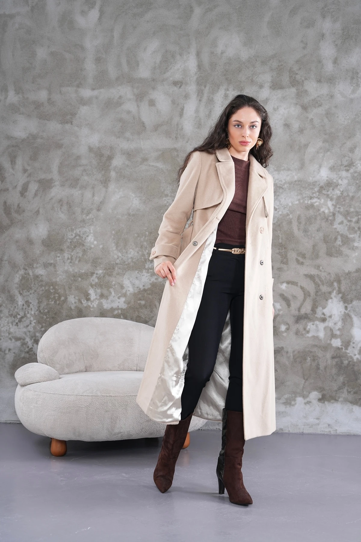 Kadın %100 Pamuk Yeni Sezon Kaşe Kaban