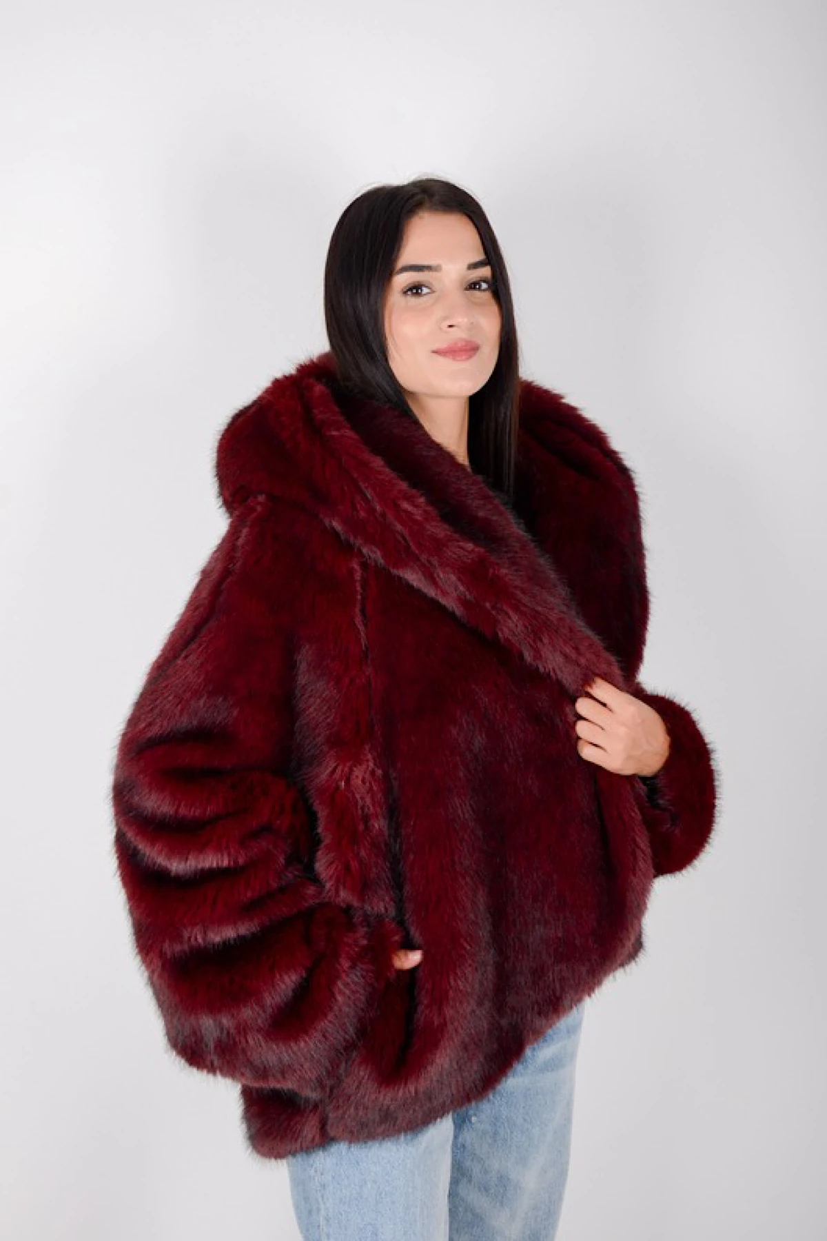 Kadın İthal Kapişonlu Astarlı Cepli Kaban