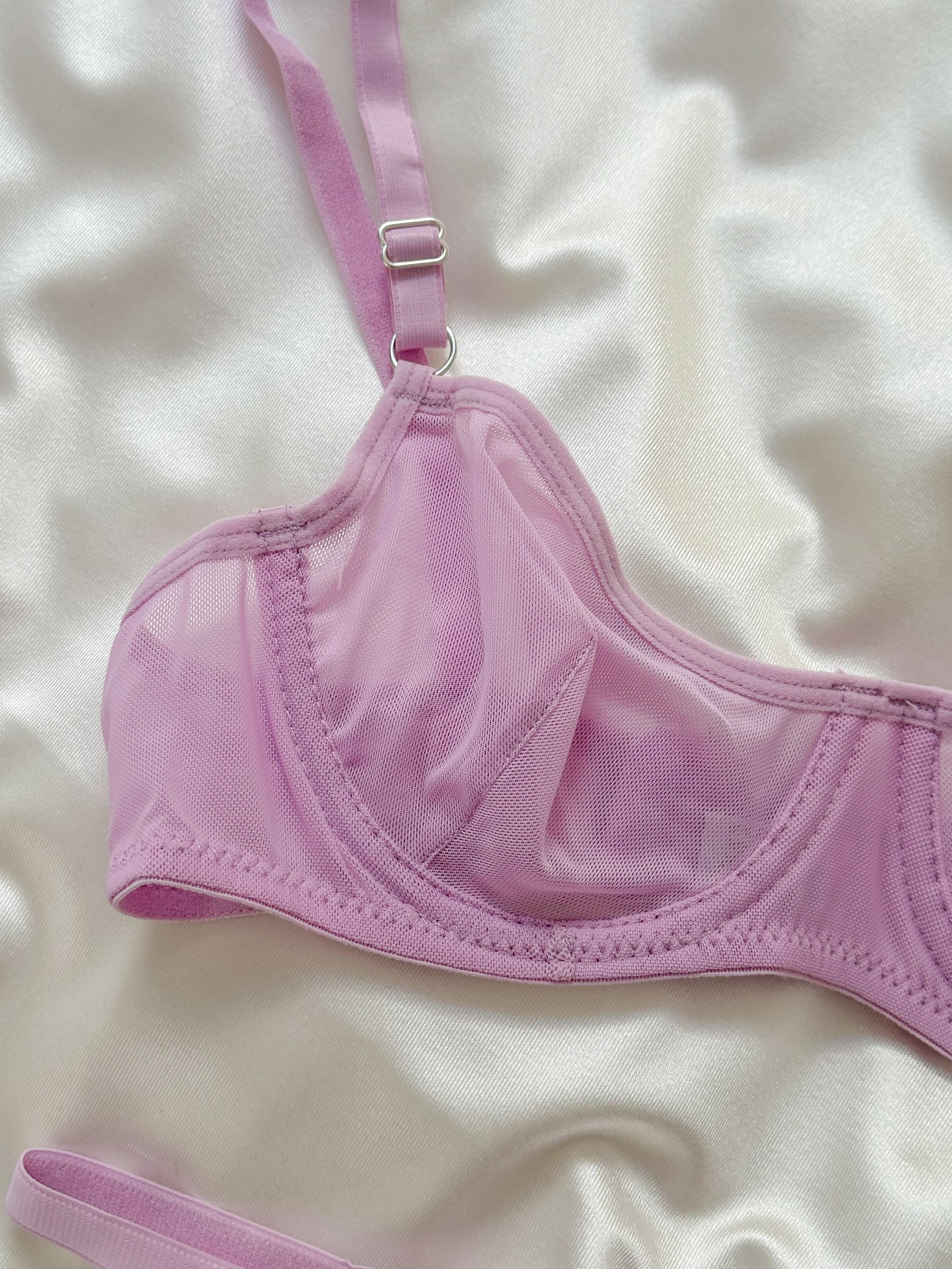 Lila Basic Tül Bra Set