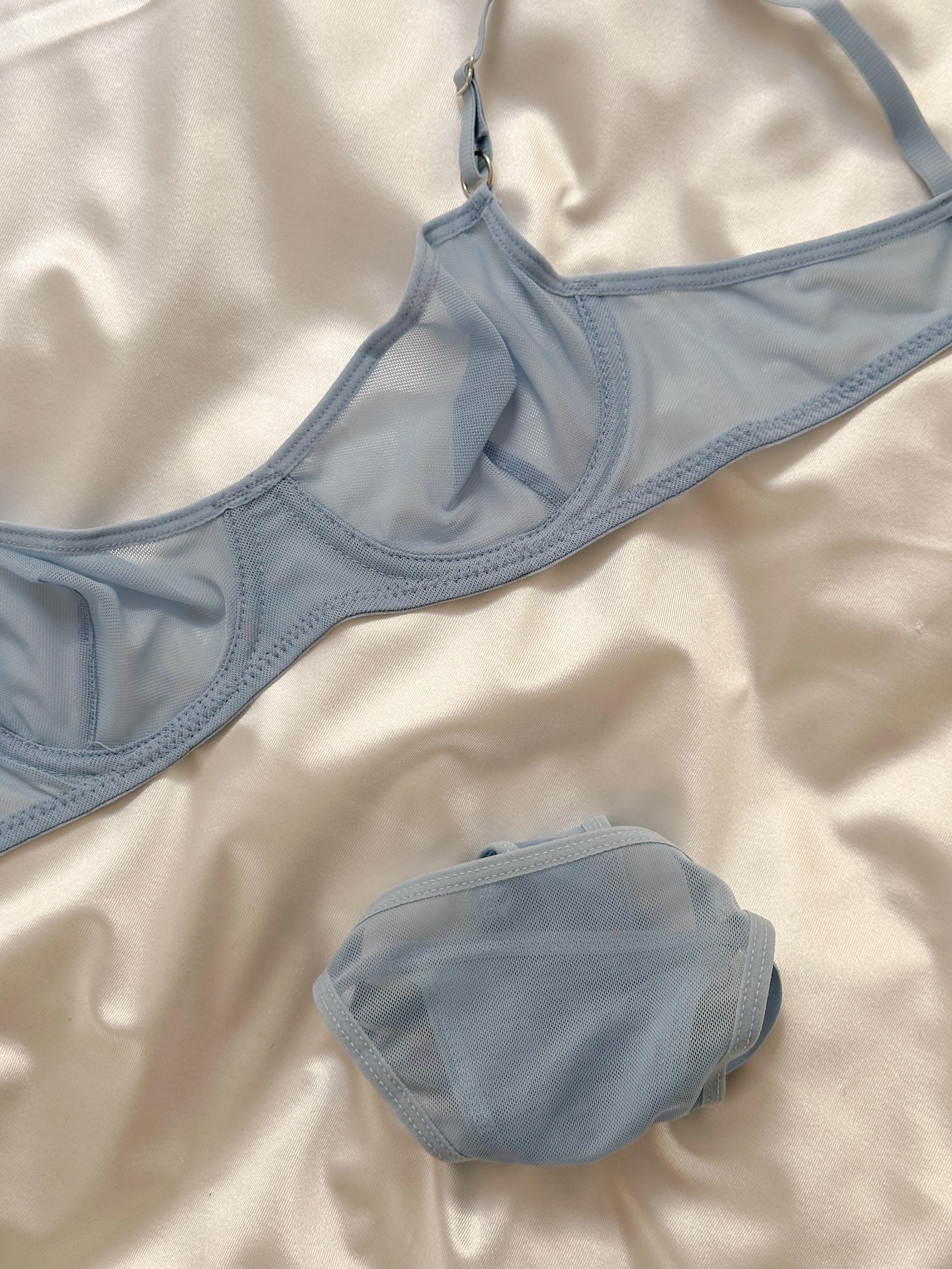 Mavi Basic Tül Bra Set