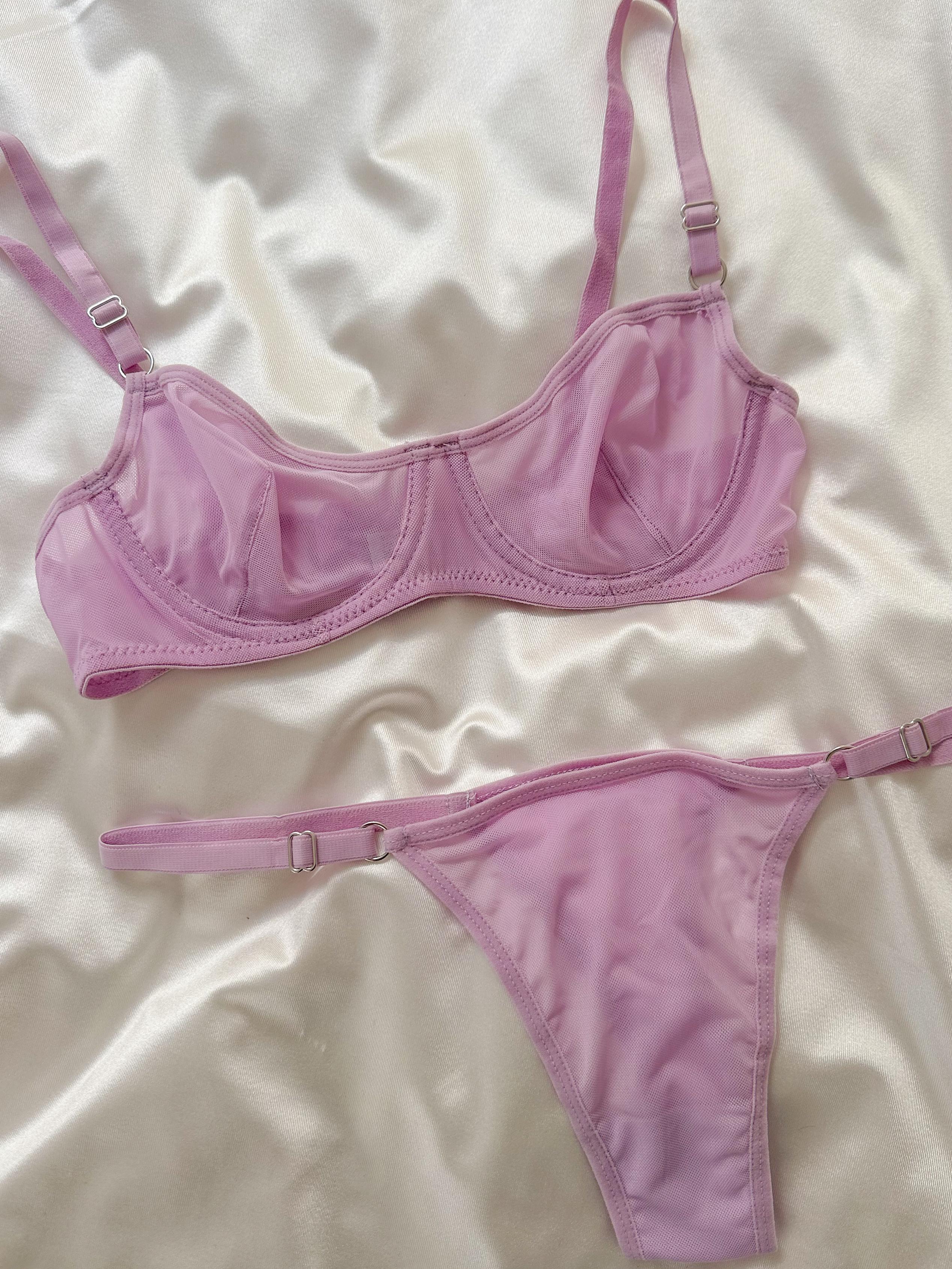 Lila Basic Tül Bra Set