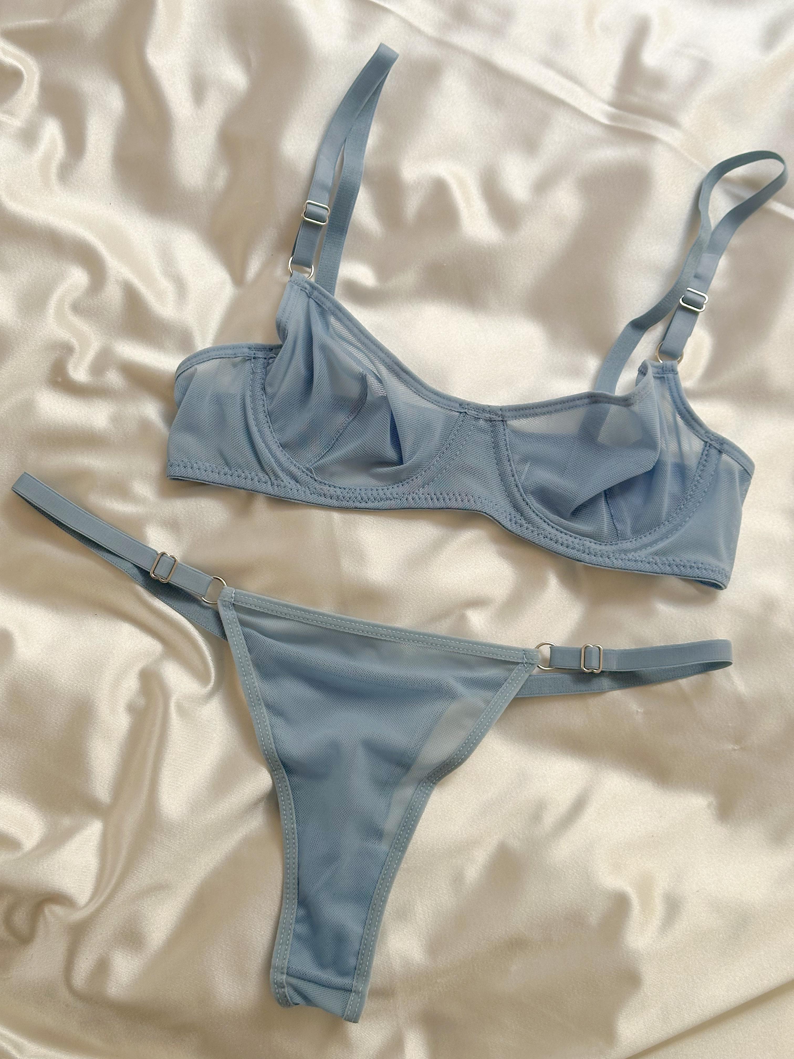Mavi Basic Tül Bra Set