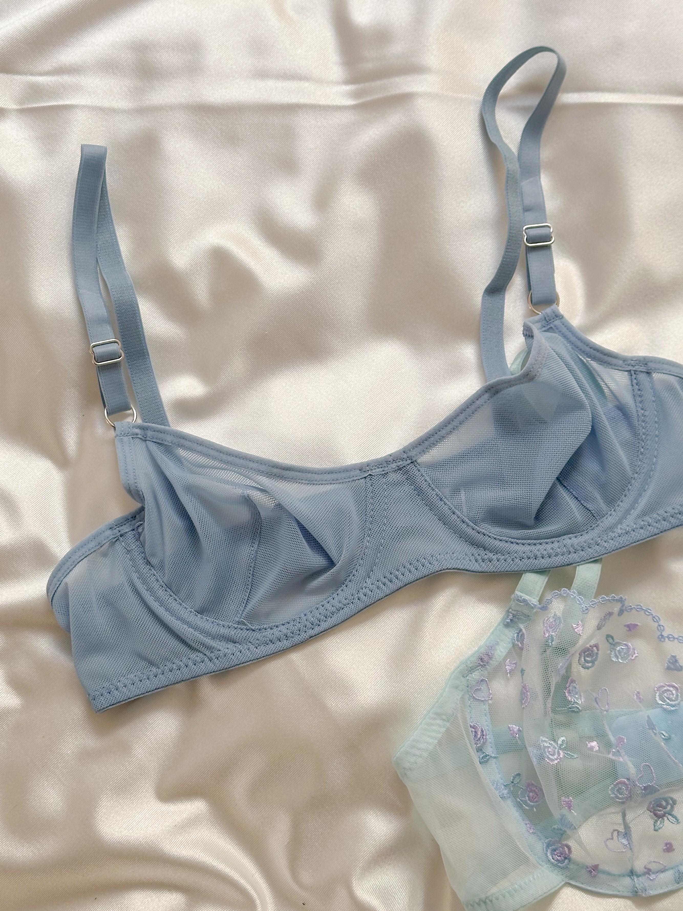 Mavi Basic Tül Bra Set