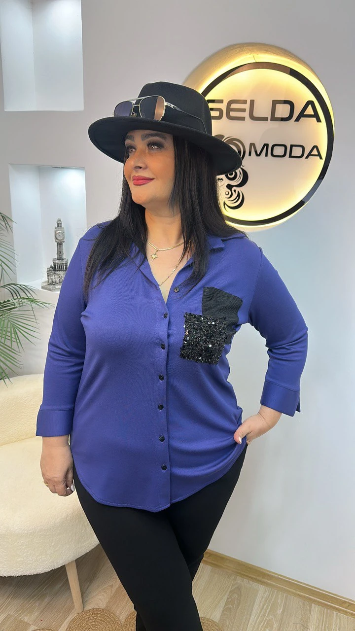 Premium Luxury Leopar Gömlek - Mor