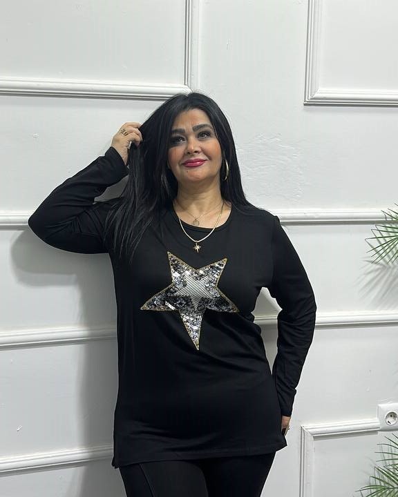 Pul Payet Yıldız Detaylı Bluz