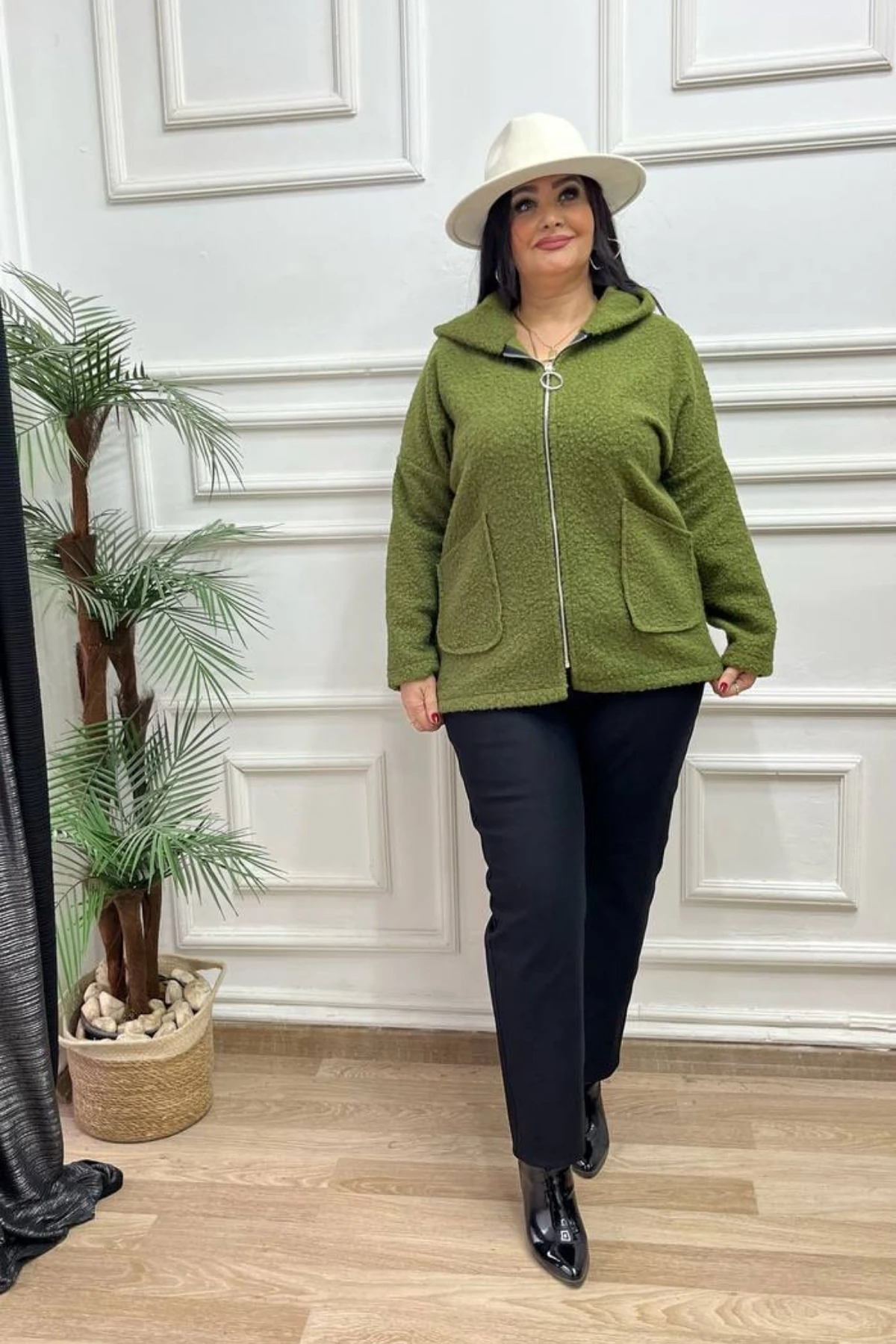 Cepli, Kapüşonlu Kuzu Kaban  - Yeşil