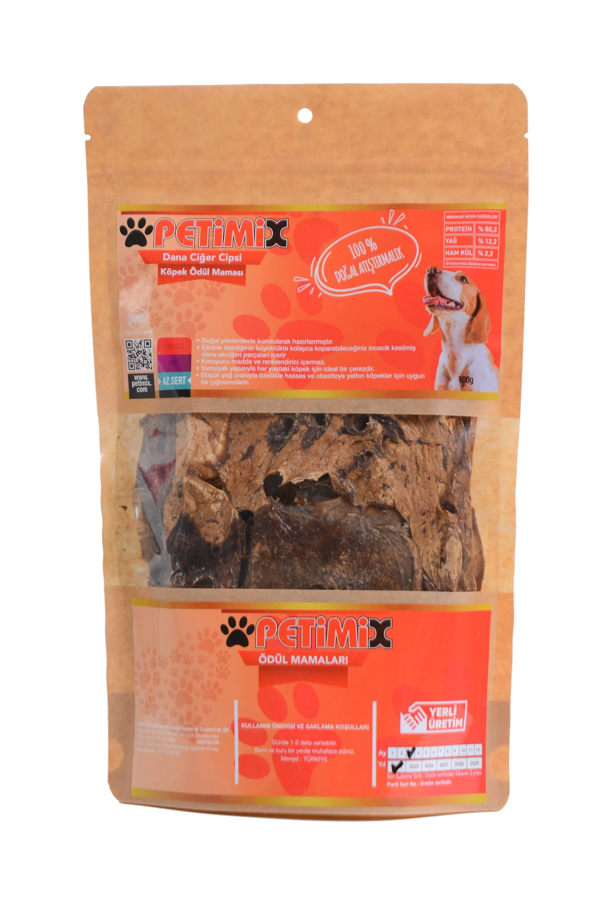 Dana Ciğer Cipsi 100g Köpek Ödül Maması