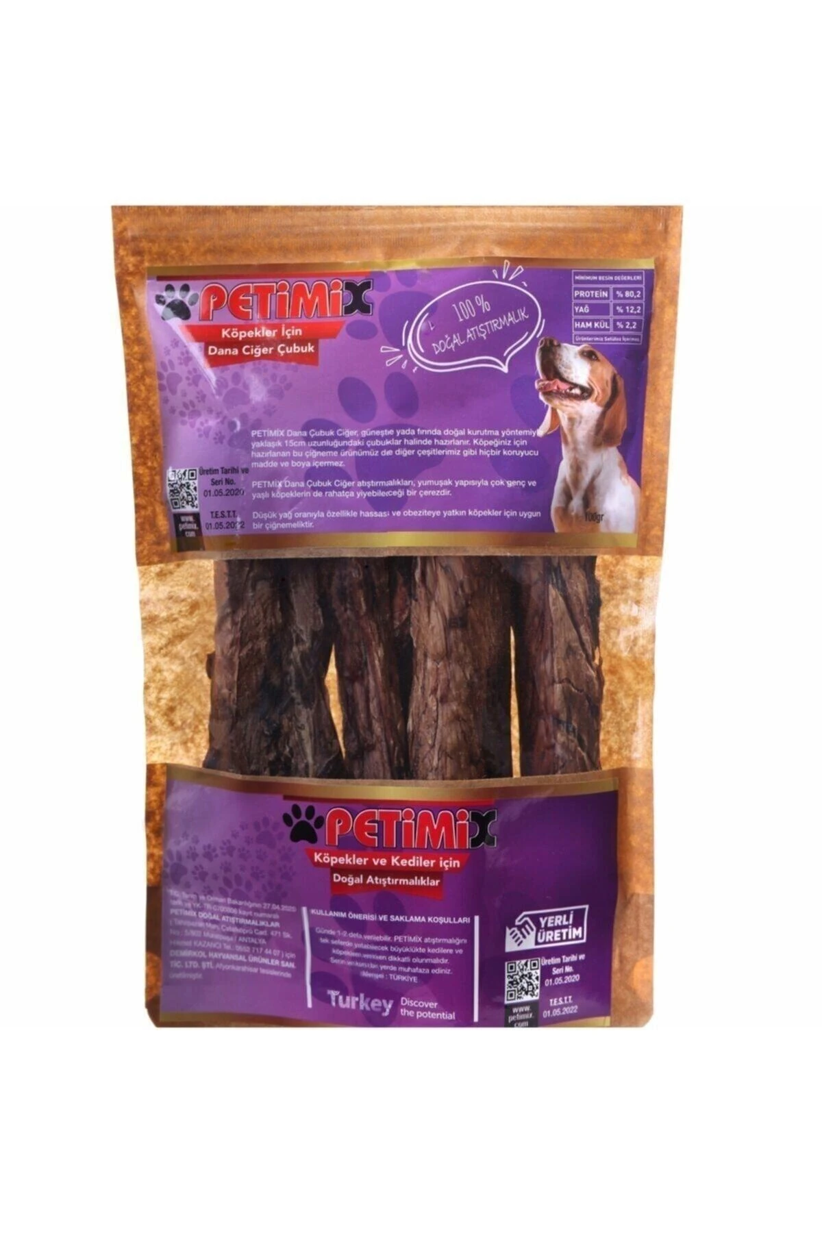 Dana Ciğer Çubuk 100g Çiğneme Kemikleri Köpek Ödül Maması