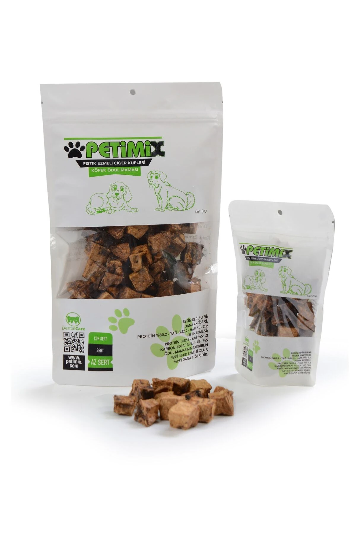 Fıstık Ezmeli Dana Ciğer Küpleri 100g Köpek Ödül Maması