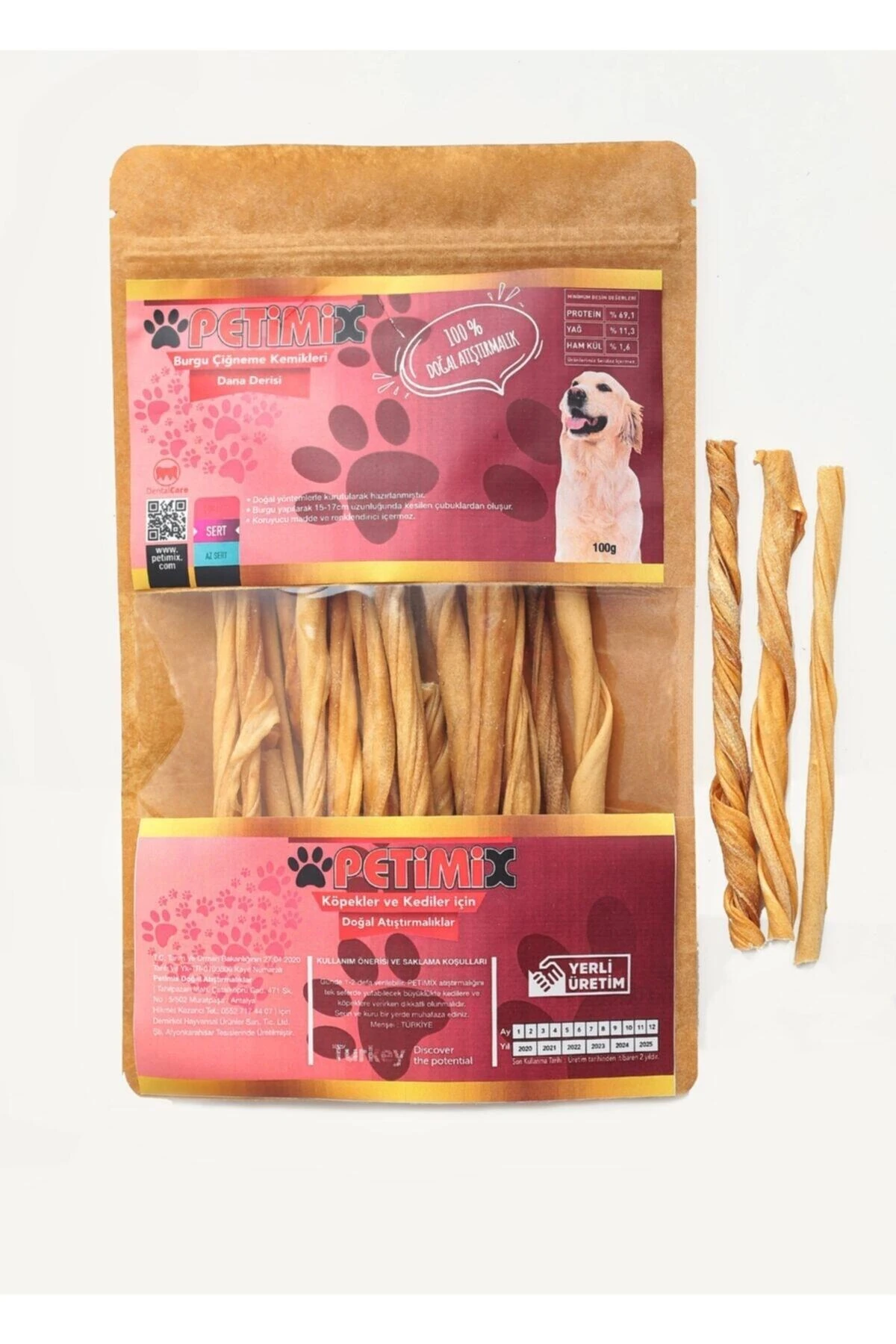 Burgu Deri 100g Çiğneme Kemikleri Köpek Ödülü