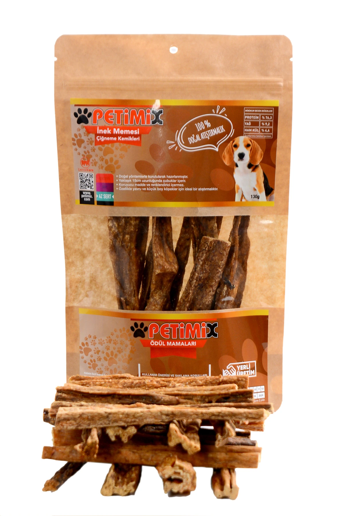 Meme Çubuk 130g Inek Memesi Çiğneme Kemikleri Köpek Ödül Maması