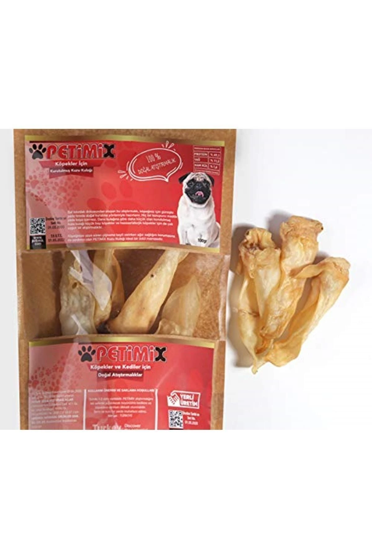 Kuzu Kulakları 100g Çiğneme Kemikleri Köpek Ödül Maması