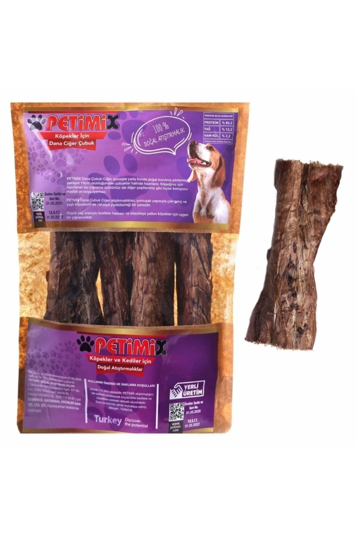 Dana Ciğer Çubuk 100g Çiğneme Kemikleri Köpek Ödül Maması