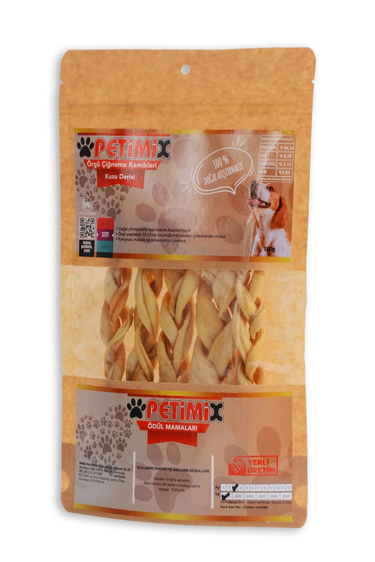 Örgü Kuzu Deri Çiğneme Kemikleri 100g Köpek Ödülü