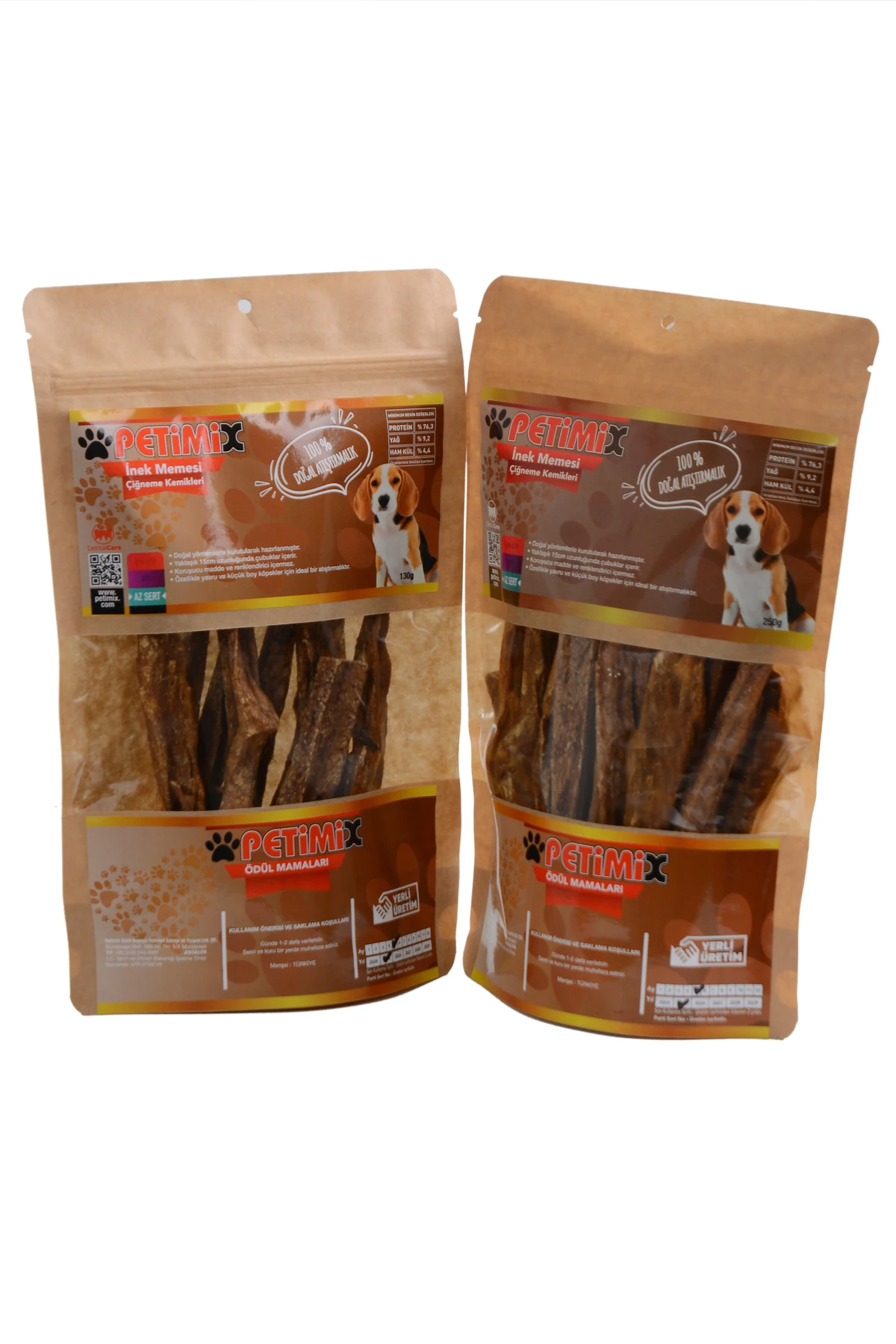 Meme Çubuk 130g Inek Memesi Çiğneme Kemikleri Köpek Ödül Maması