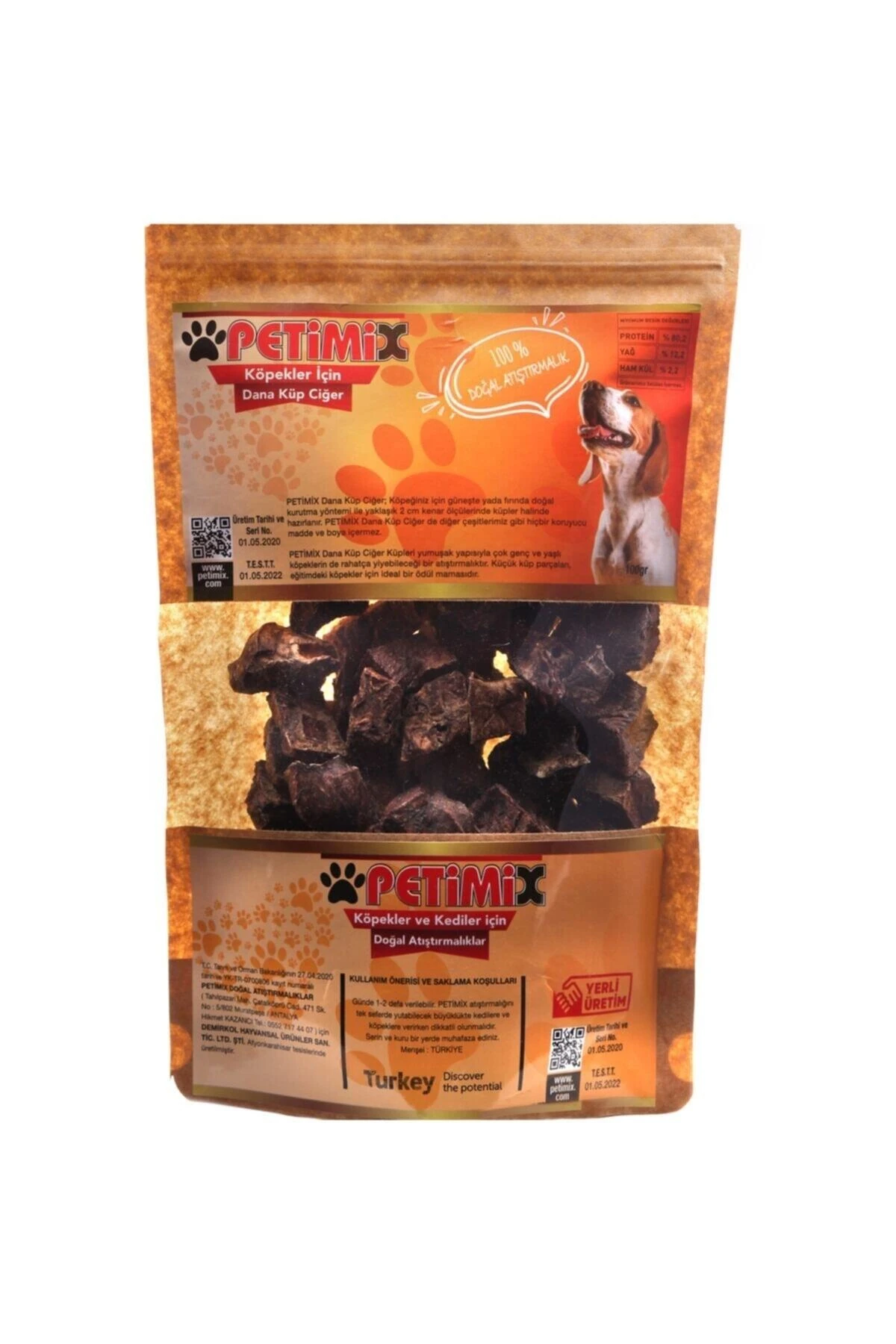 Dana Ciğer Küpleri 100g Köpek Ödül Maması