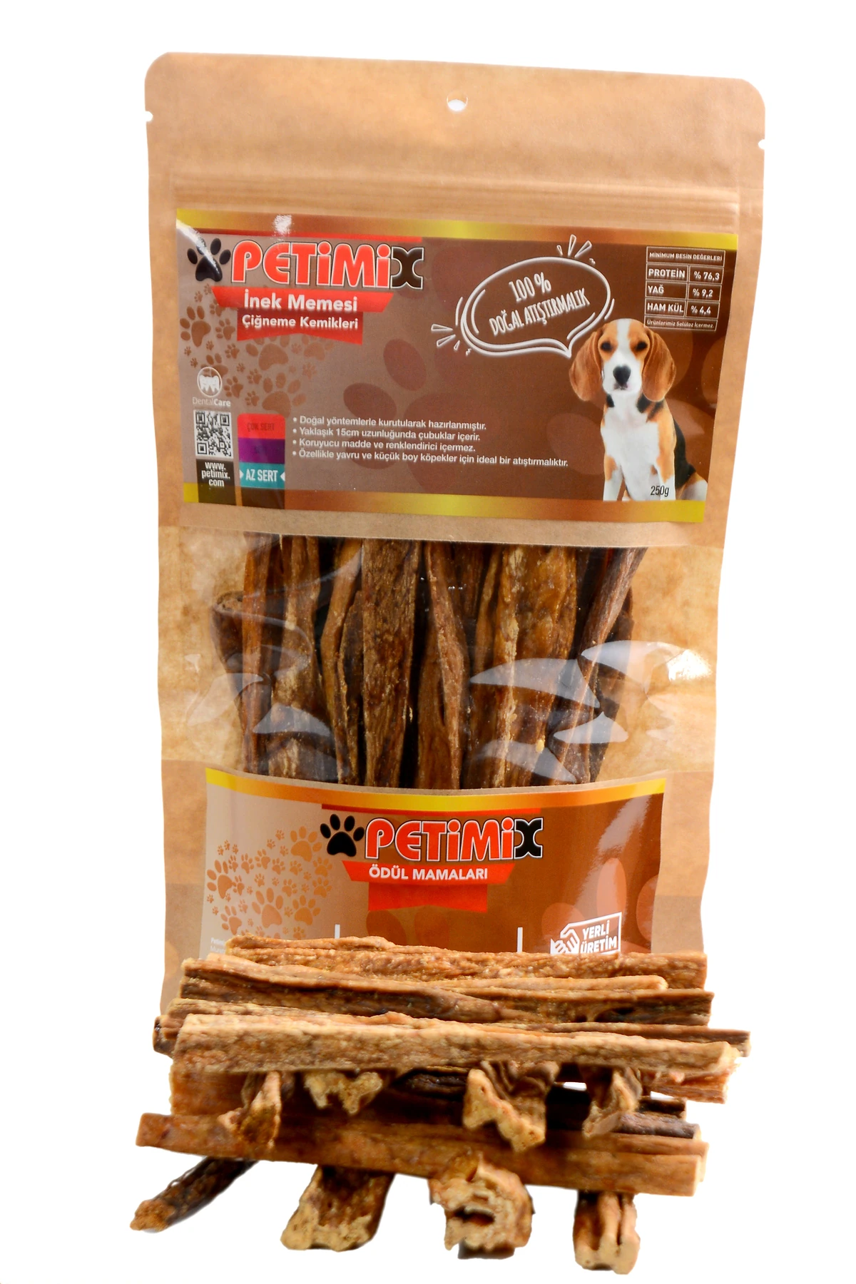 Meme Çubuk 250g Inek Memesi Çiğneme Kemikleri Köpek Ödül Maması