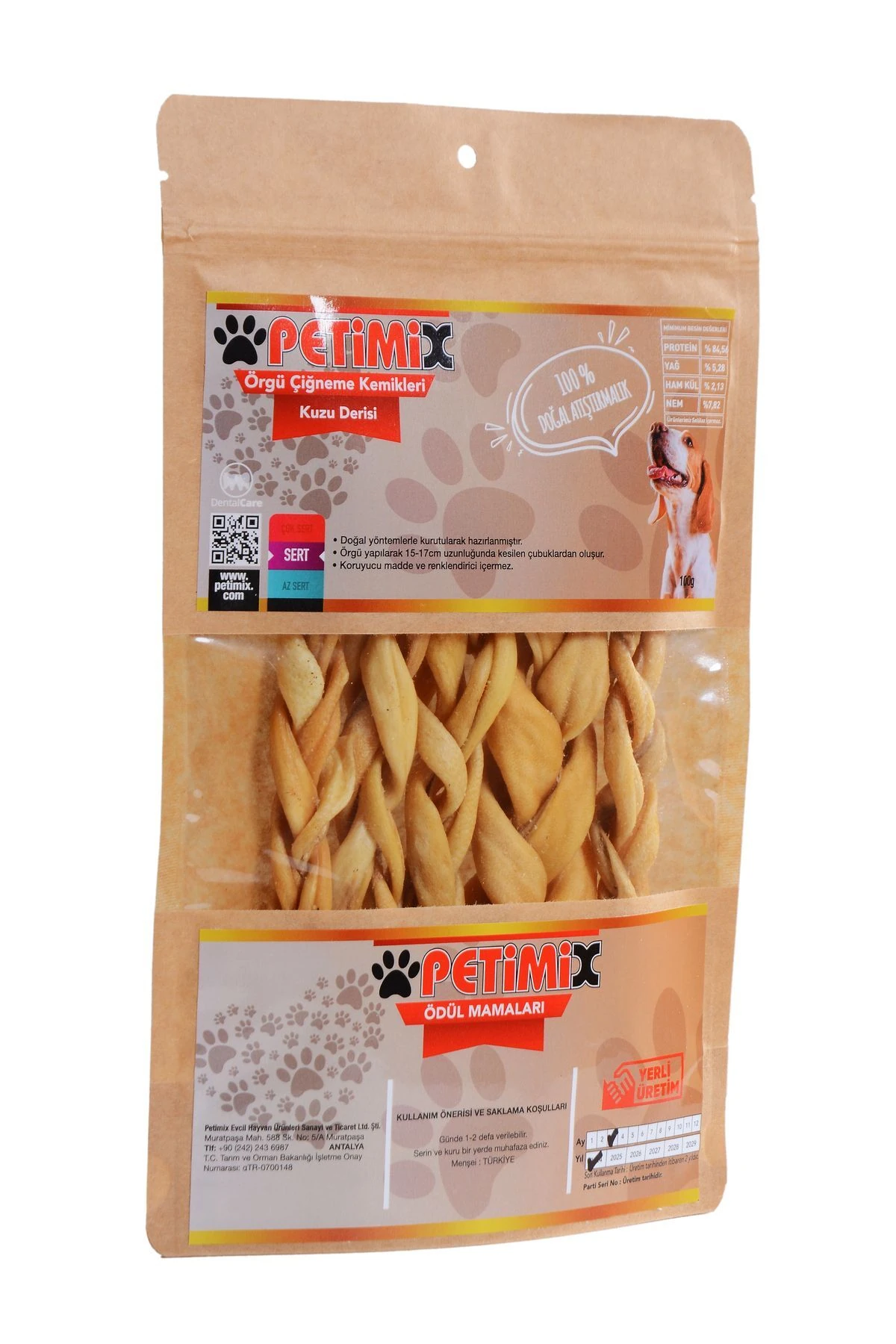 Örgü Kuzu Deri Çiğneme Kemikleri 100g Köpek Ödülü