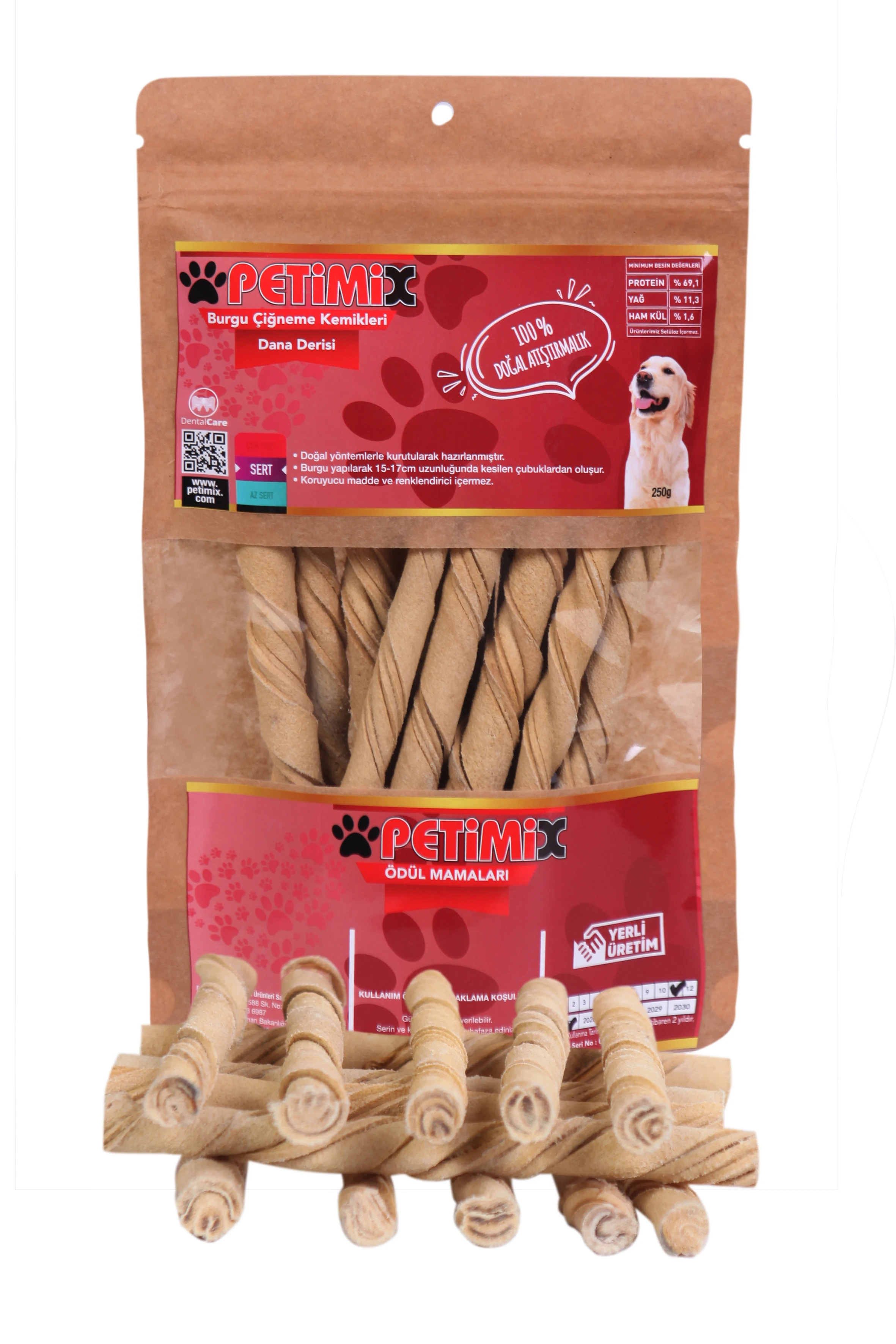 Burgu Dana Derisi 250g Çiğneme Kemikleri Köpek Ödülü