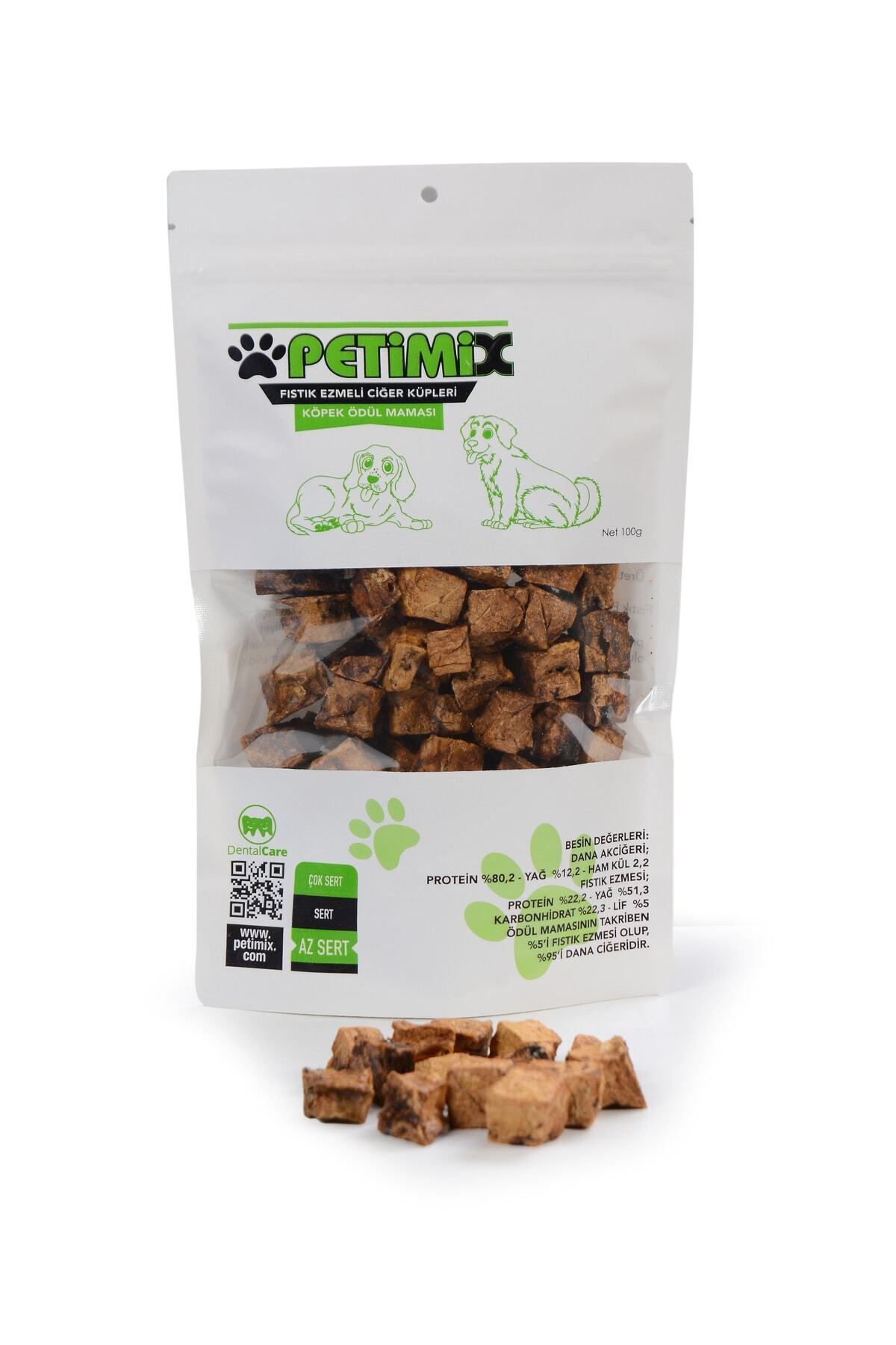 Fıstık Ezmeli Dana Ciğer Küpleri 100g Köpek Ödül Maması