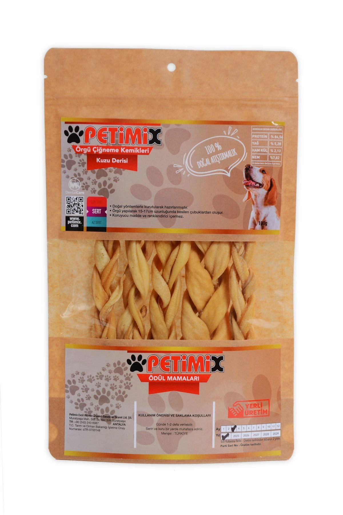 Örgü Kuzu Deri Çiğneme Kemikleri 100g Köpek Ödülü