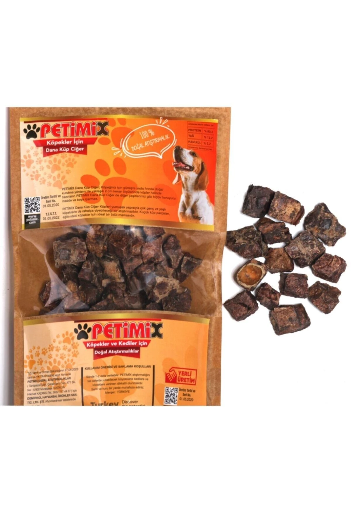 Dana Ciğer Küpleri 100g Köpek Ödül Maması