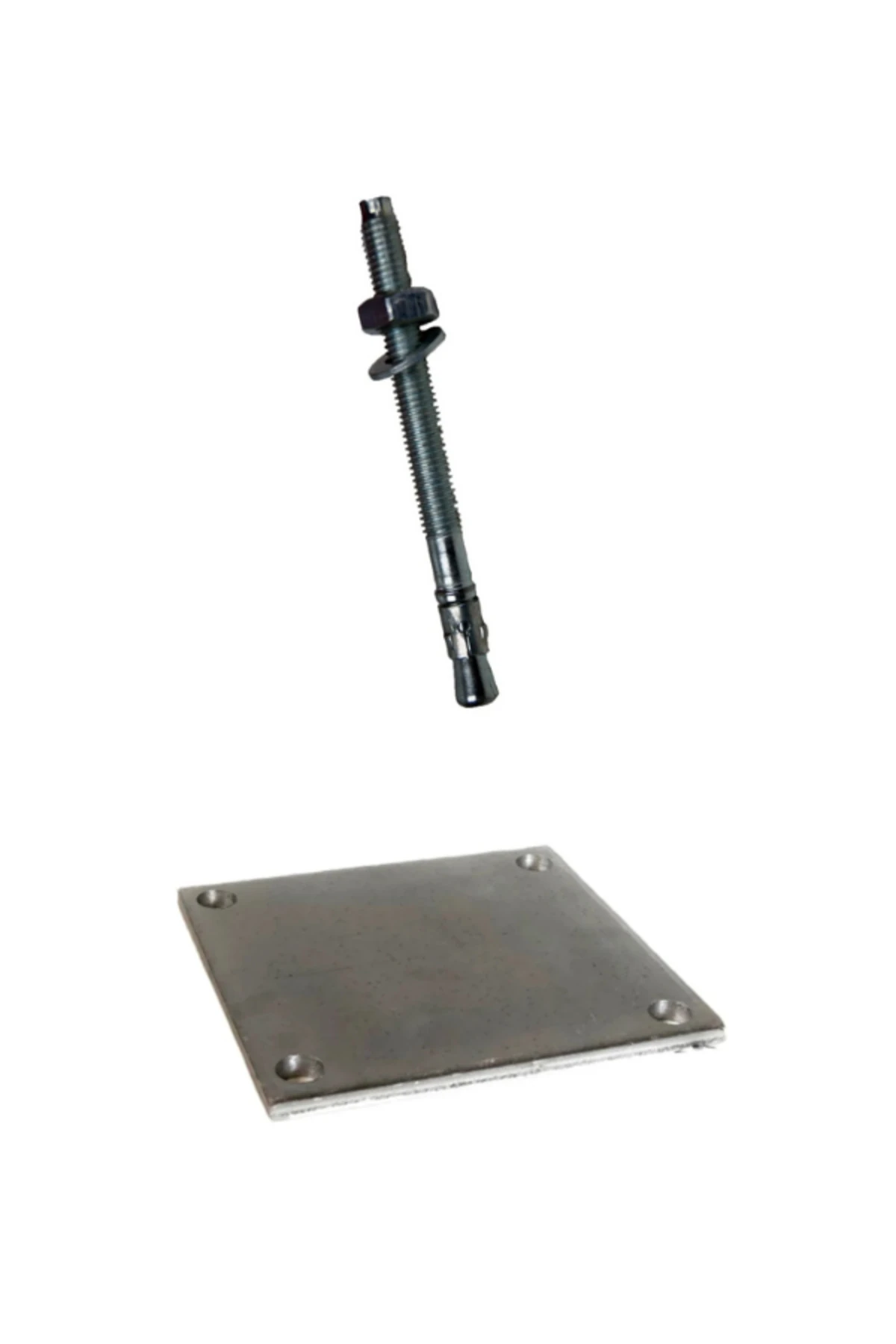 Klipsli Dubel (M12x110 - 4'lü Paket) ve 15cmx15cmx8mm Çatı Direk Flanşı