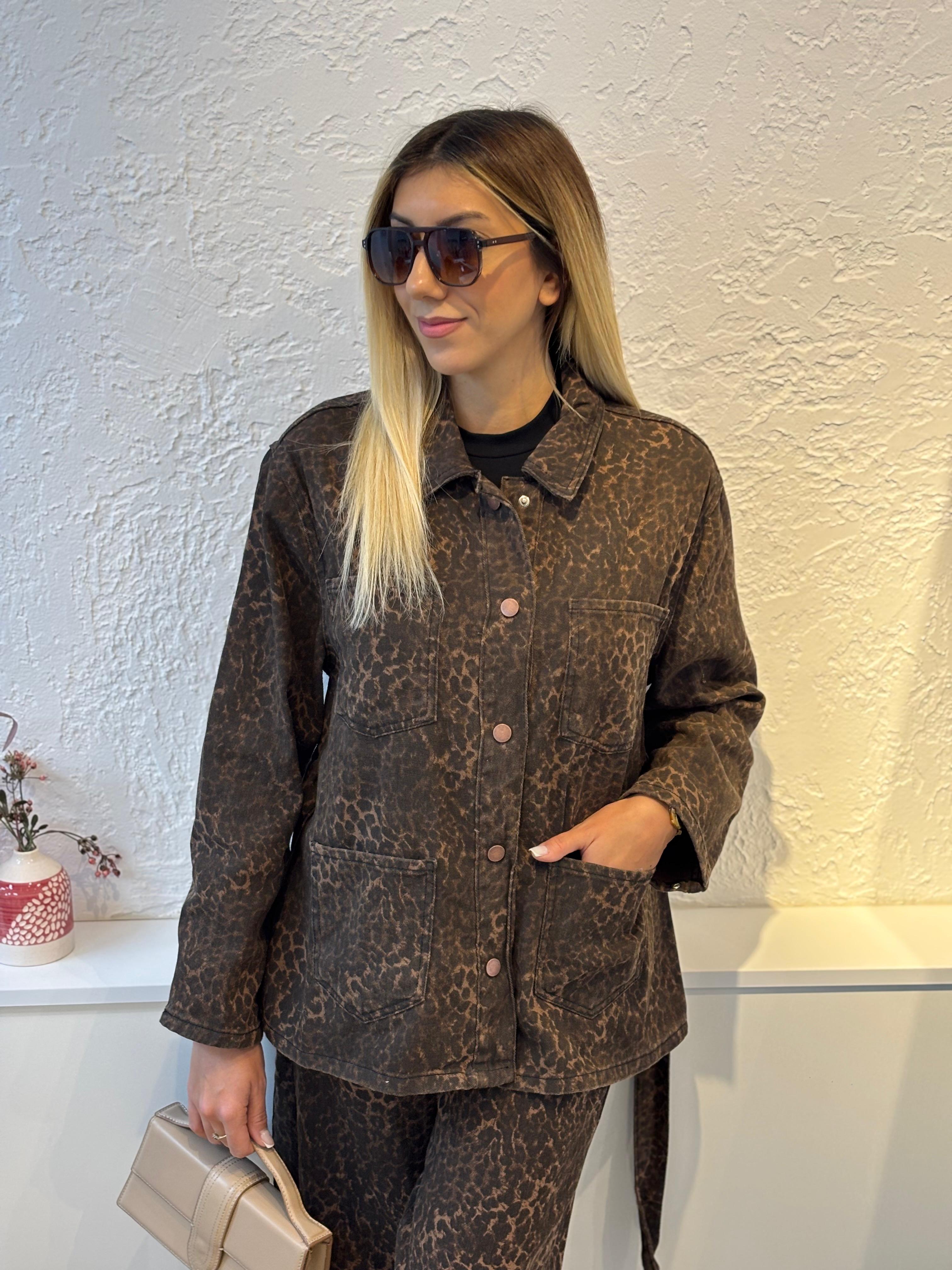 LEOPAR DESEN JEAN CEKET 