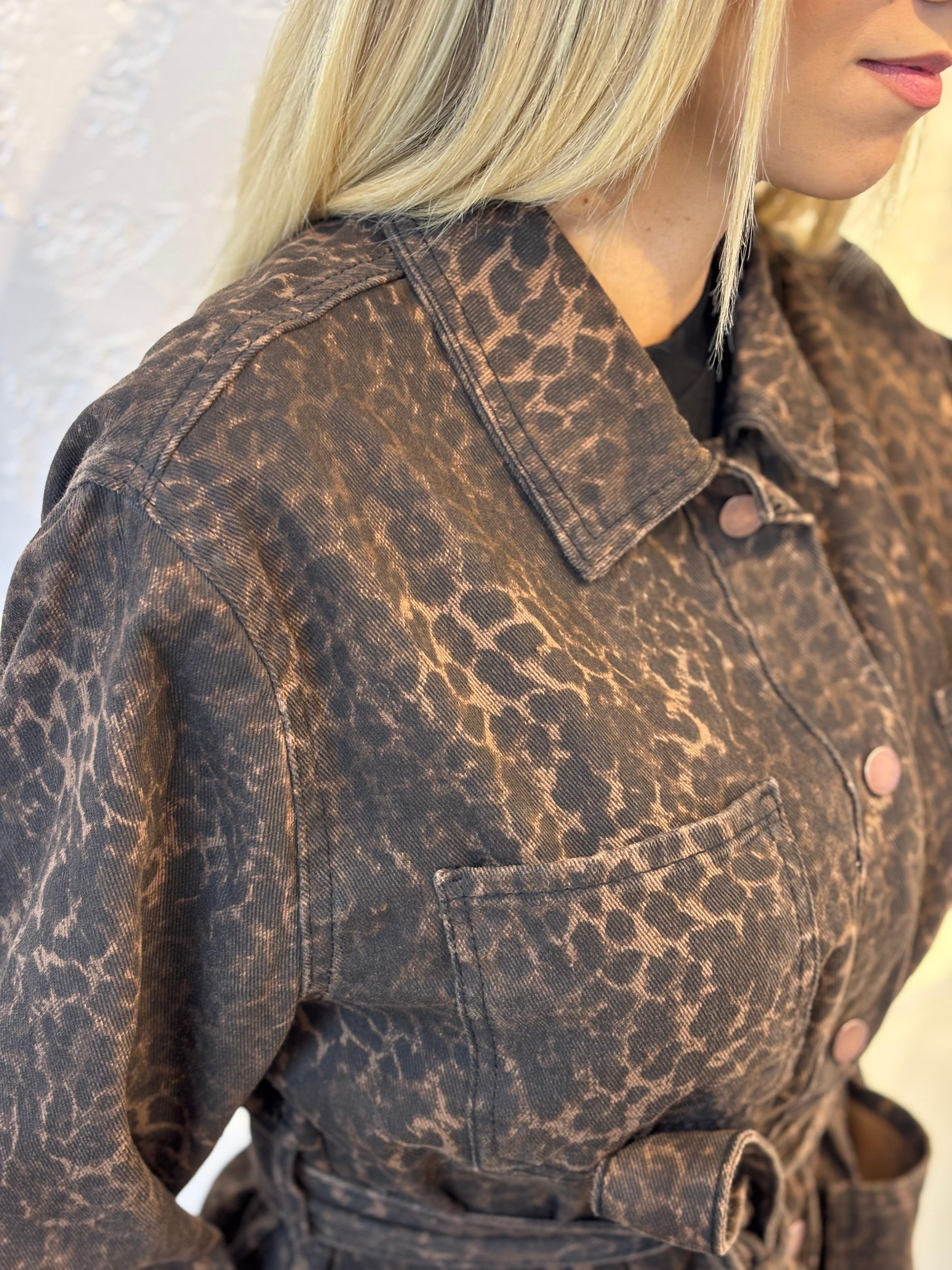 LEOPAR DESEN JEAN CEKET 