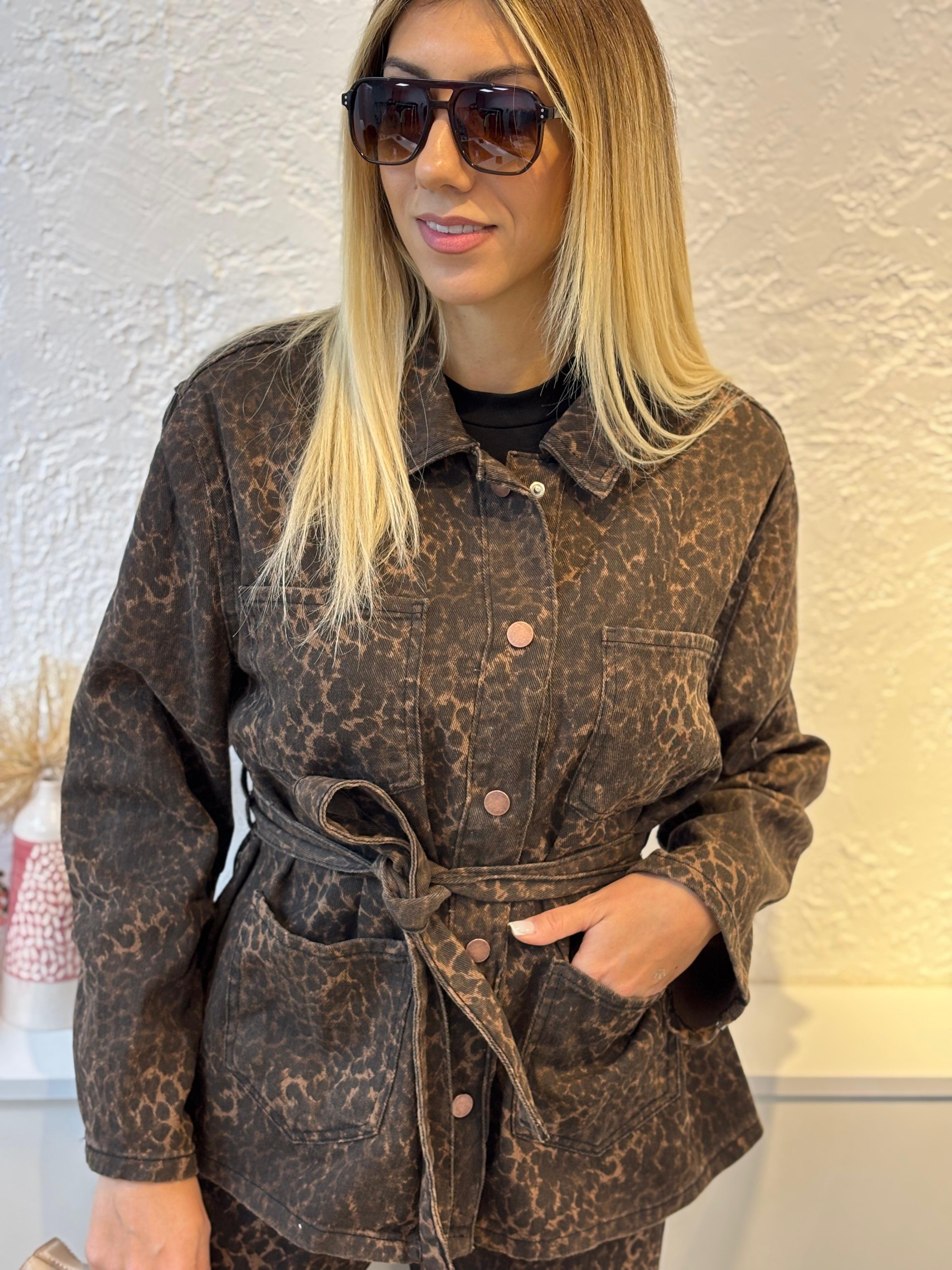 LEOPAR DESEN JEAN CEKET 