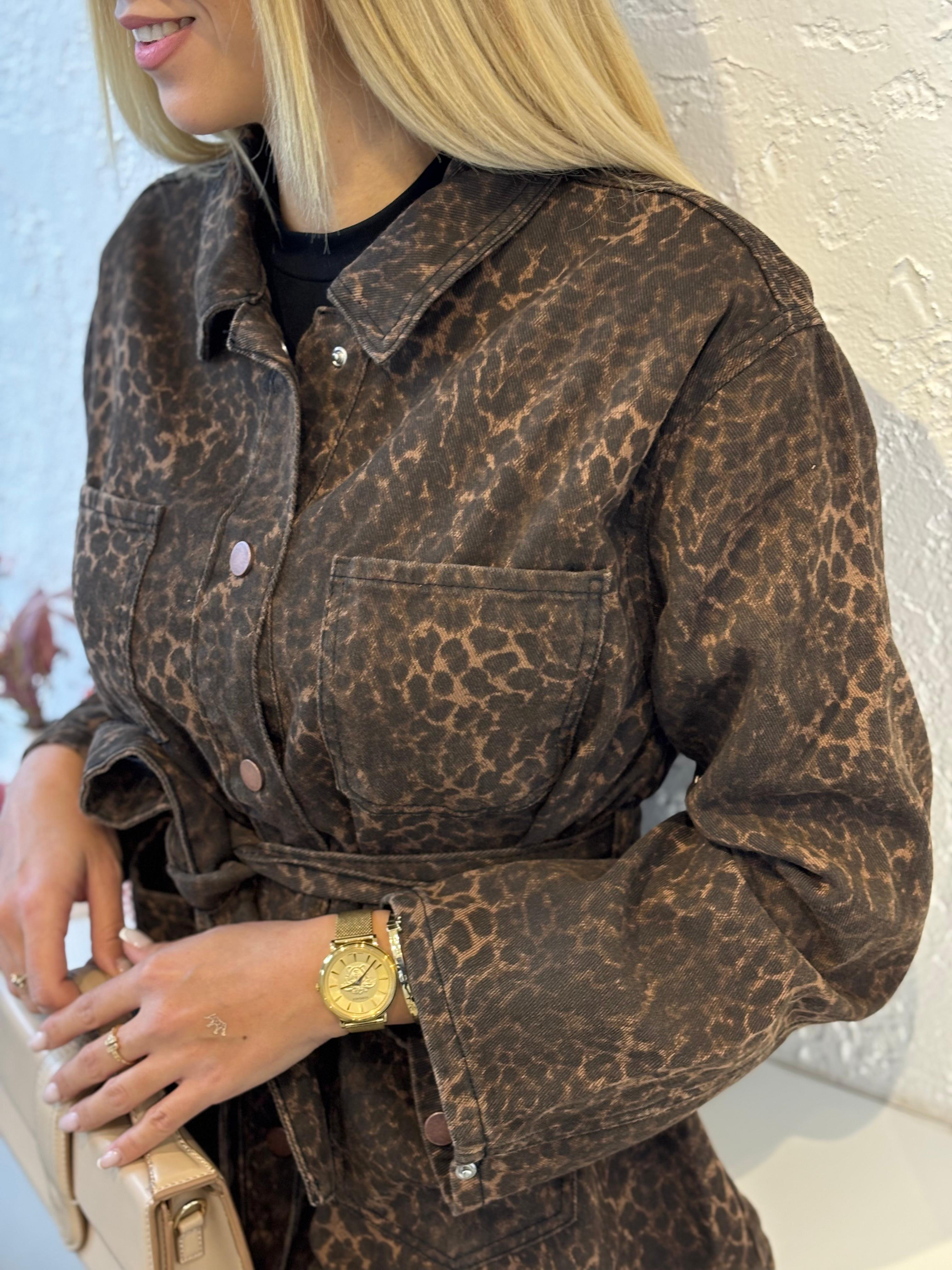 LEOPAR DESEN JEAN CEKET 