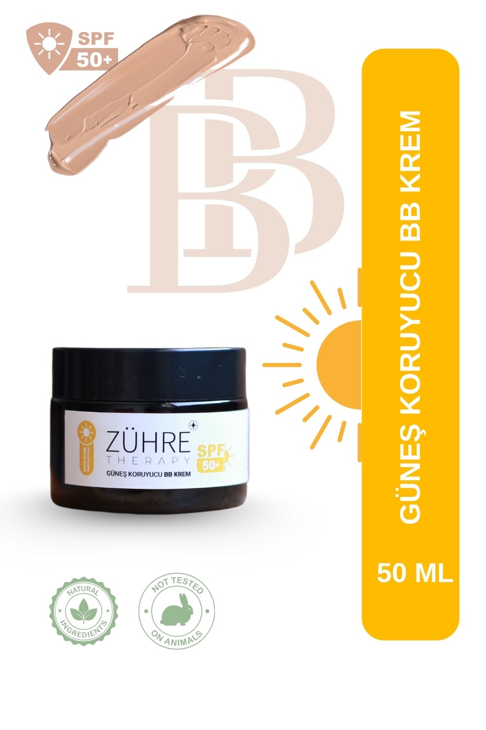 Doğal BB Krem SPF 50+ | Güneş Koruyucu & Cilt Tonu Eşitleyici 50 ml