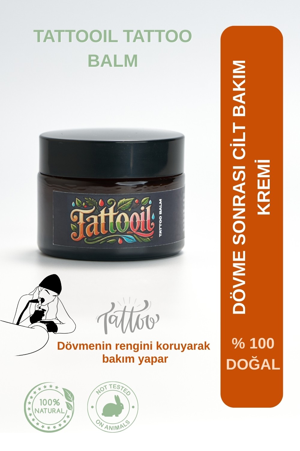 Tattooil Doğal Dövme Bakım Kremi | Jojoba, Shea & Lavanta Yağlı Formül