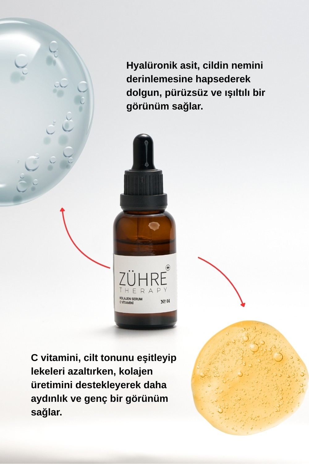 Kolajen & Vitamin C Serum – Hyaluronik asit ve meyve ekstreleriyle aydınlık ve dolgun bir cilt bakımı.