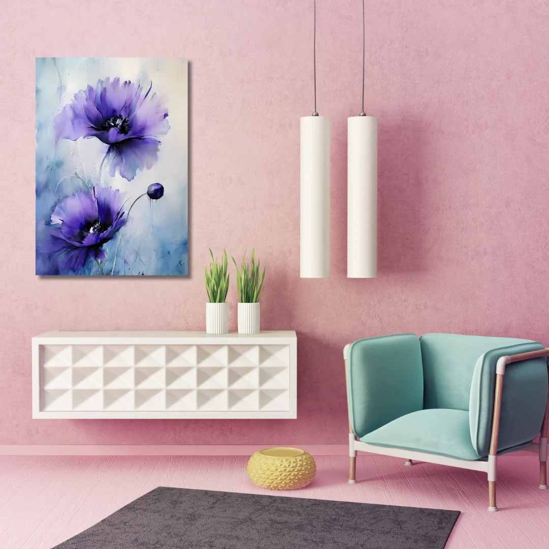 Renkli Baskılı Sayılarla Boyama Hobi Seti:  Mor Çiçekler 1