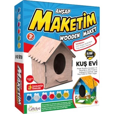 Giftölye Ahşap Maket Boyama Küçük Boy- Kuş Evi