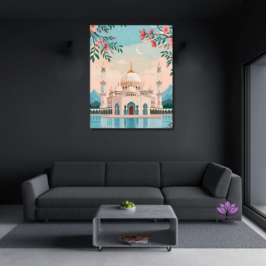 Sayılarla Boyama Seti Kasnağa Gerili İslami Mescid'in Çiçekleri