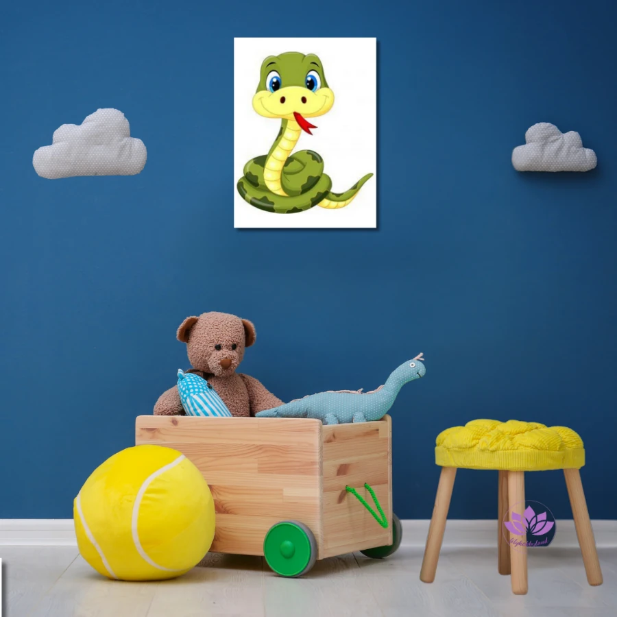 Çocuklar için Renkli Baskılı Sayılarla Boyama Hobi Seti: Sevimli Yılan