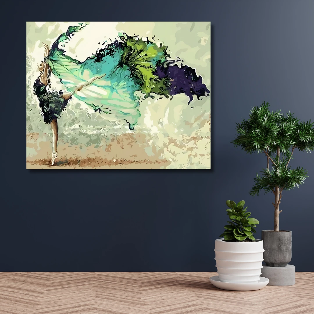 Sayılarla Boyama Hobi Seti Renkli Baskılı :  Yeşil Balerin