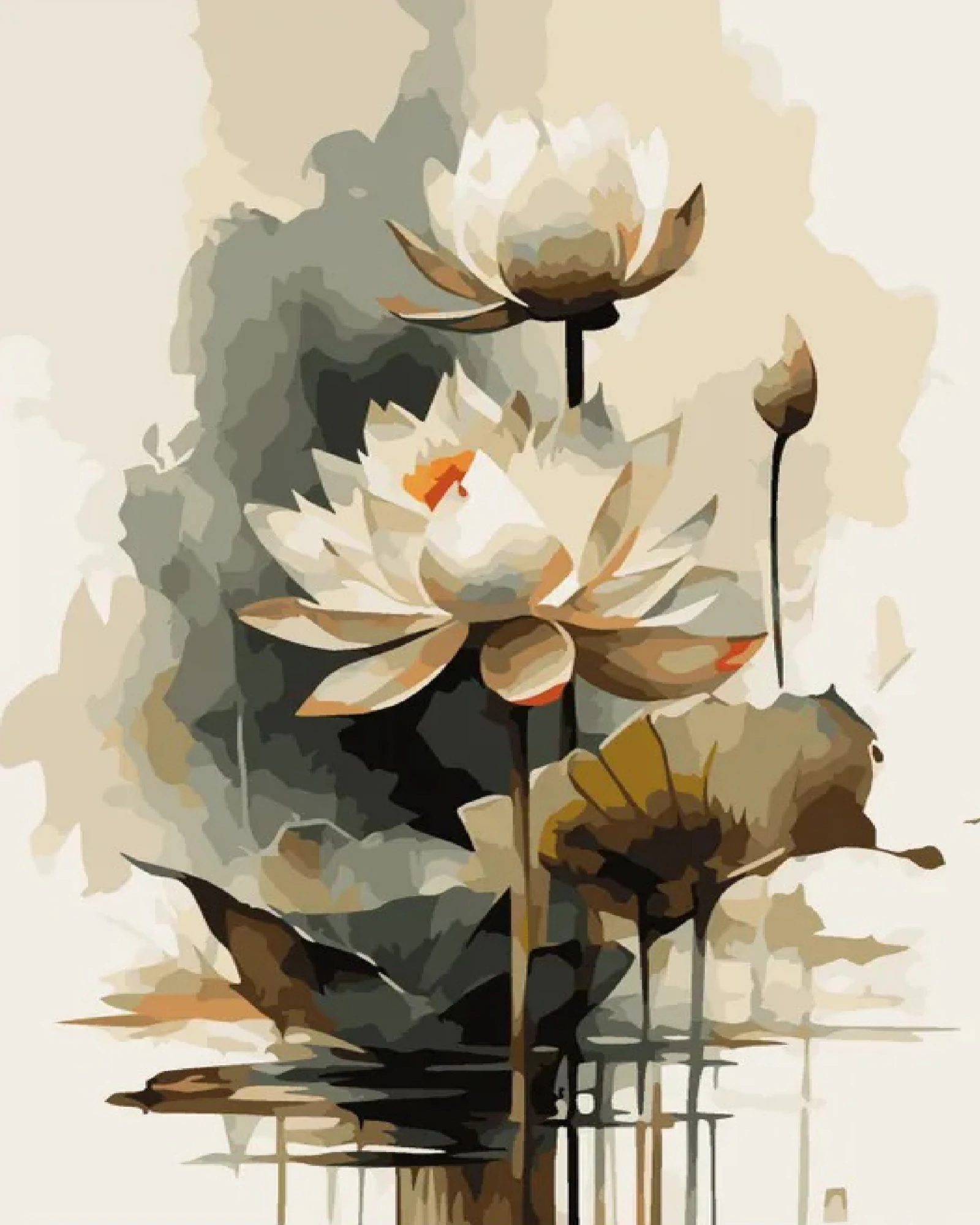 Renkli Baskılı Sayılarla Boyama Hobi Seti:  Lotus Çiçeği