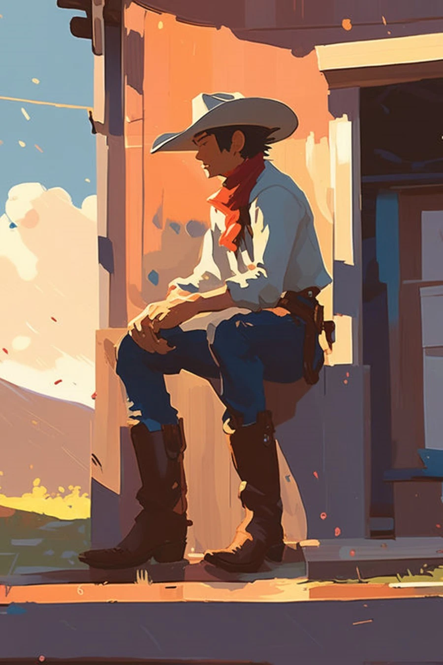 Renkli Baskılı Sayılarla Boyama Hobi Seti: Kovboy Adam 2