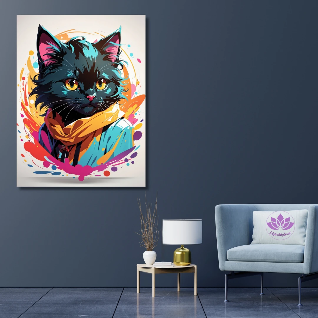 Renkli Baskılı Sayılarla Boyama Hobi Seti: Kedicik 3