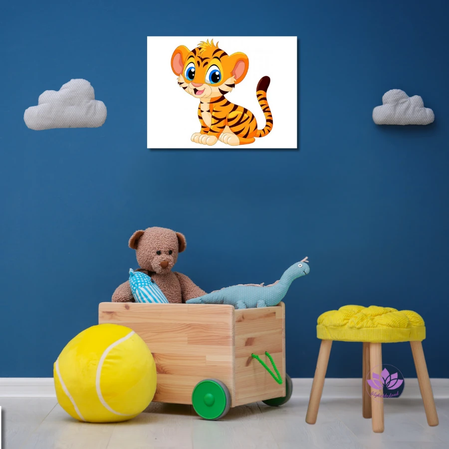 Çocuklar için Renkli Baskılı Sayılarla Boyama Hobi Seti: Yavru Kaplan